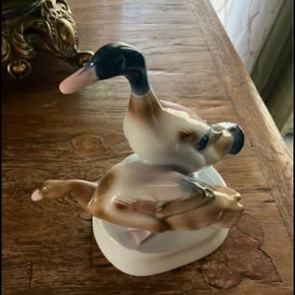 VTG Zsolnay Ducks Mid-century Porcelain Mallard Couple Hungary Zsolnay Porcelain - Picture 1 of 6